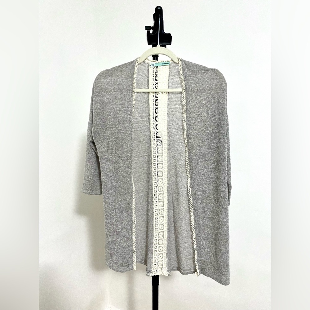 Maurices Gray Cardigan with crochet detail